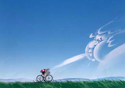Image of cyclist riding against wind