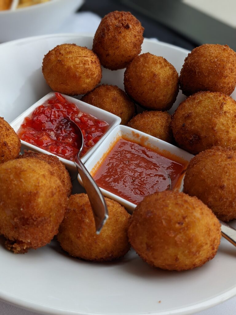 Arancini with marinara and Calabrian pepper jelly