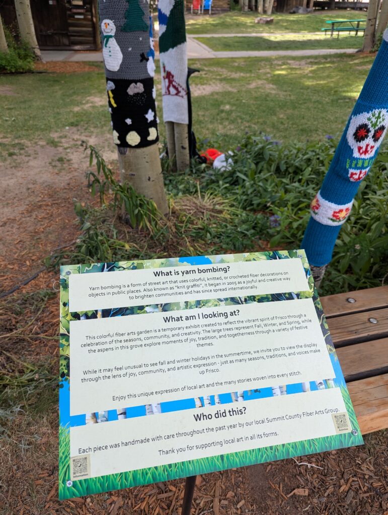 Plaque explaining Yarn Bombing