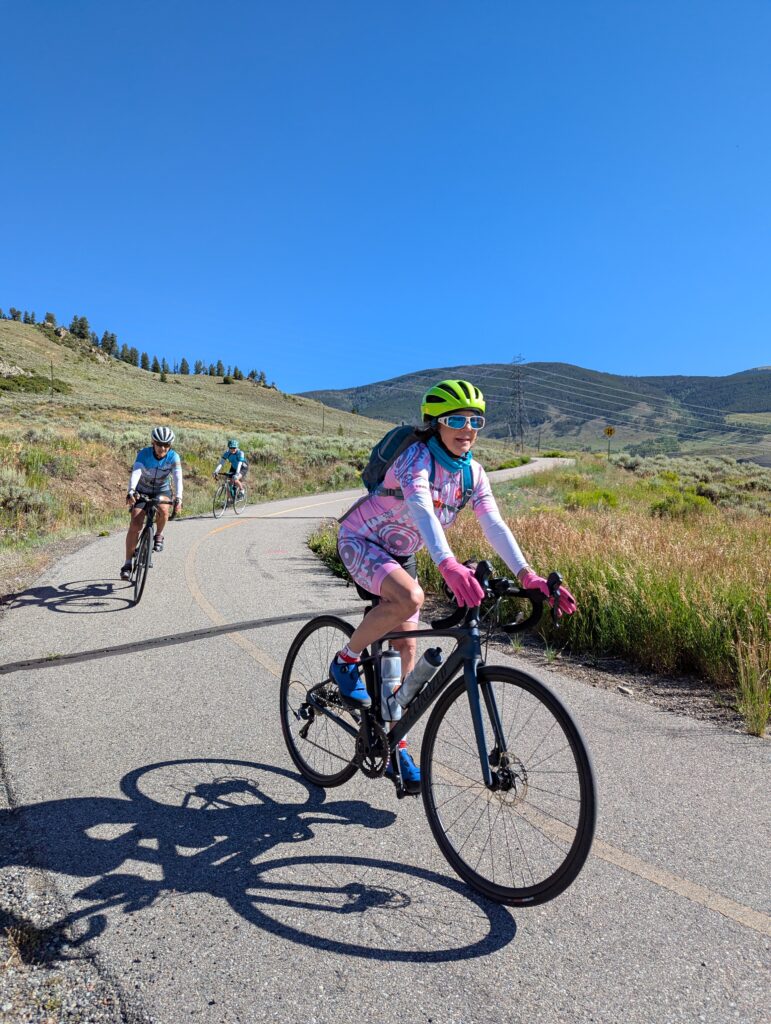 Venus member descending on a bike path