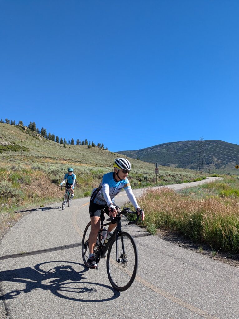 Venus member descending on a bike path